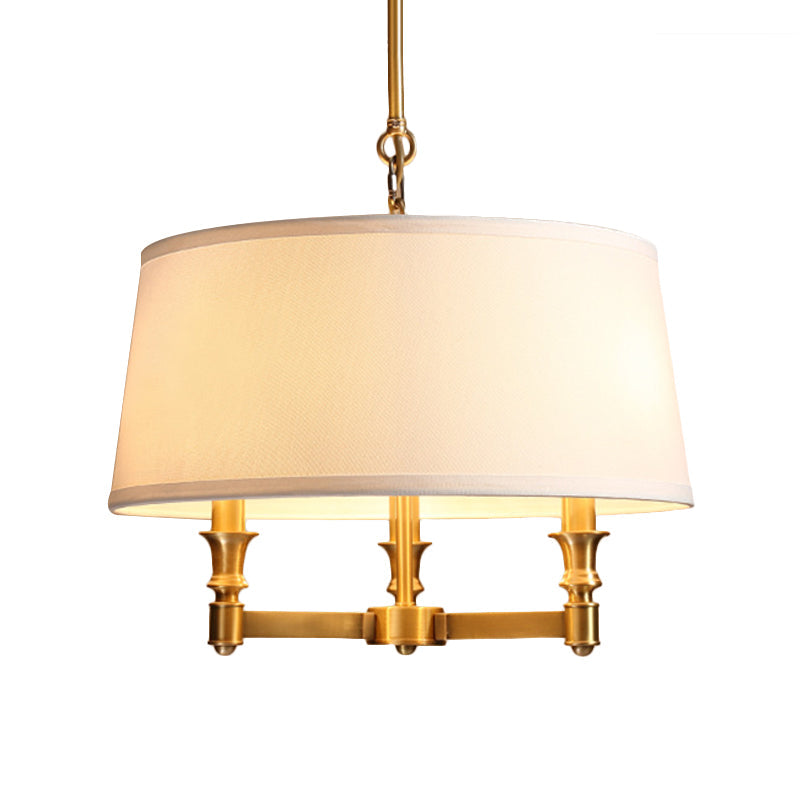 Drum Fabric Chandelier Light Traditional 3 Lights Dining Room - Rebooters