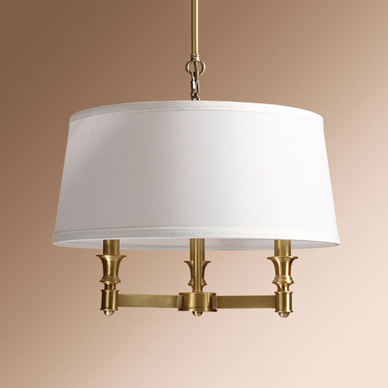 Drum Fabric Chandelier Light Traditional 3 Lights Dining Room - Rebooters