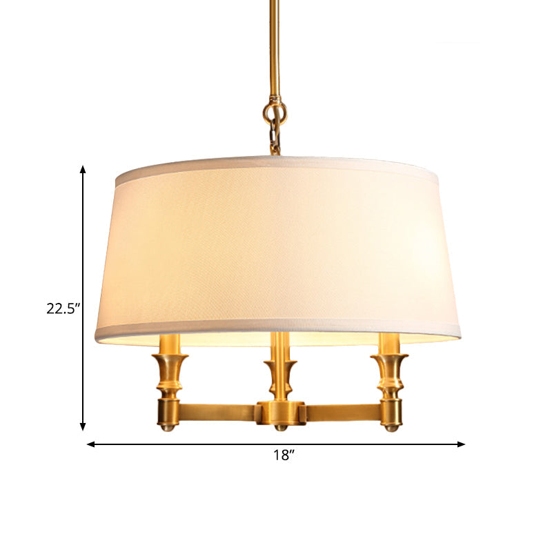 Drum Fabric Chandelier Light Traditional 3 Lights Dining Room - Rebooters