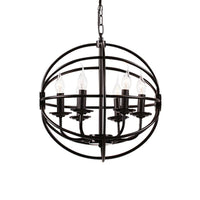 6 Lights Candle Chandelier Classic Black Metal Pendant Light - Rebooters
