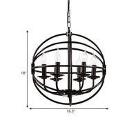 6 Lights Candle Chandelier Classic Black Metal Pendant Light - Rebooters