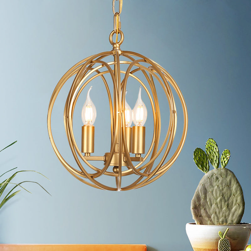 3 Lights Metal Hanging Chandelier Traditional Gold Candelabra Pendant Light 8 13 18 Wide - Rebooters