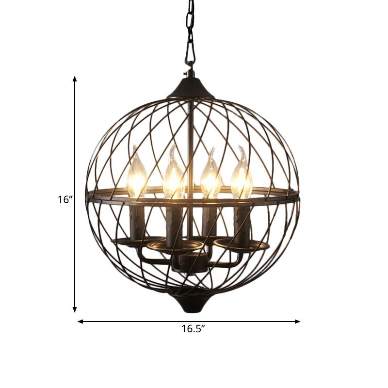 4 Lights Metal Pendant Chandelier Classic Black Candle Fixture - Rebooters