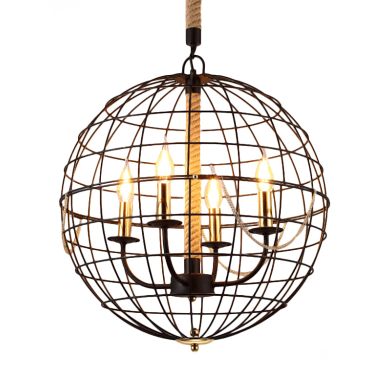 Candle Living Room Pendant Chandelier Traditional Metal 3/4 Lights Black Fixture - Rebooters