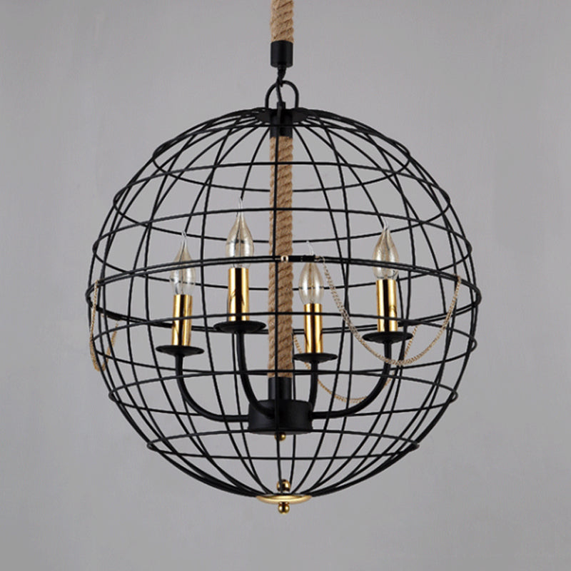 Candle Living Room Pendant Chandelier Traditional Metal 3/4 Lights Black Fixture - Rebooters