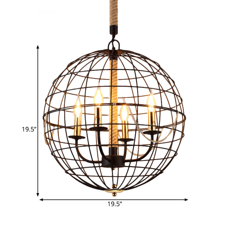 Candle Living Room Pendant Chandelier Traditional Metal 3/4 Lights Black Fixture - Rebooters