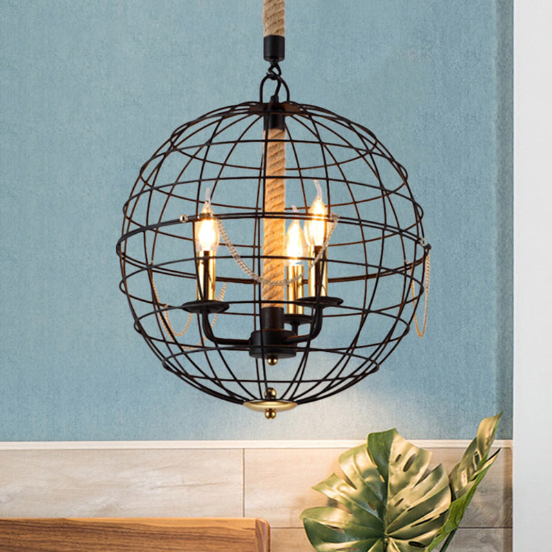 Candle Living Room Pendant Chandelier Traditional Metal 3/4 Lights Black Fixture - Rebooters
