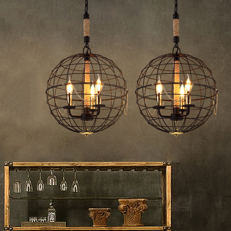 Candle Living Room Pendant Chandelier Traditional Metal 3/4 Lights Black Fixture - Rebooters