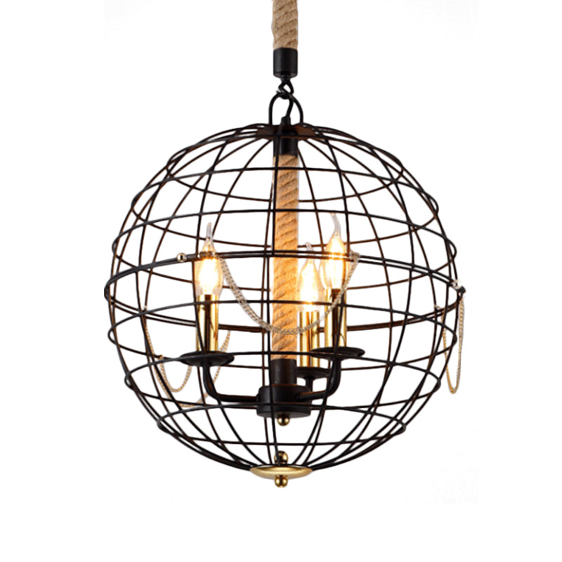 Candle Living Room Pendant Chandelier Traditional Metal 3/4 Lights Black Fixture - Rebooters
