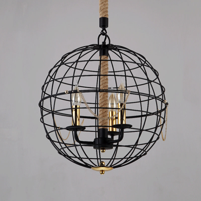 Candle Living Room Pendant Chandelier Traditional Metal 3/4 Lights Black Fixture - Rebooters