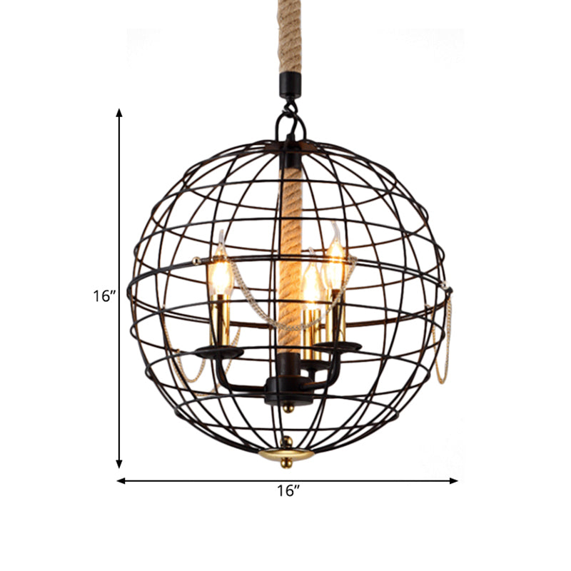 Candle Living Room Pendant Chandelier Traditional Metal 3/4 Lights Black Fixture - Rebooters