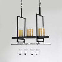 Black 3/5 Lights Island Light Fixture Clear Glass Pendant Lighting - Rebooters