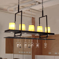 Black 3/5 Lights Island Light Fixture Clear Glass Pendant Lighting - Rebooters