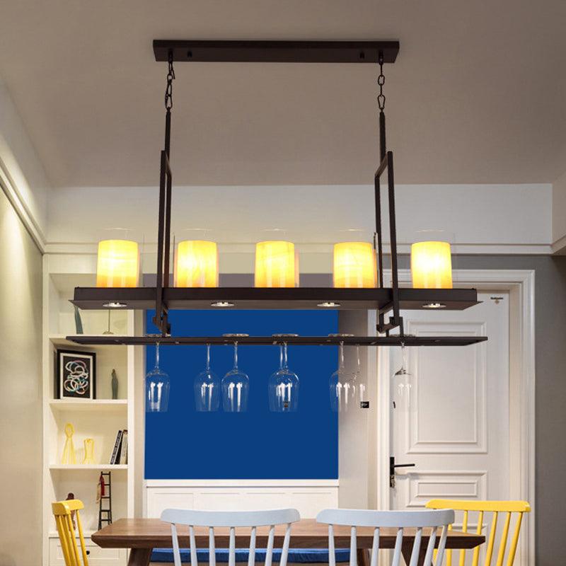 Black 3/5 Lights Island Light Fixture Clear Glass Pendant Lighting - Rebooters