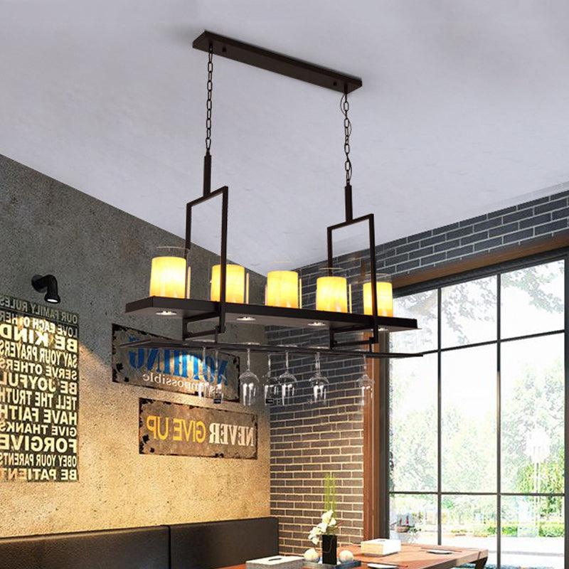 Black 3/5 Lights Island Light Fixture Clear Glass Pendant Lighting - Rebooters