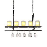 Black 3/5 Lights Island Light Fixture Clear Glass Pendant Lighting - Rebooters
