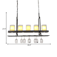 Black 3/5 Lights Island Light Fixture Clear Glass Pendant Lighting - Rebooters