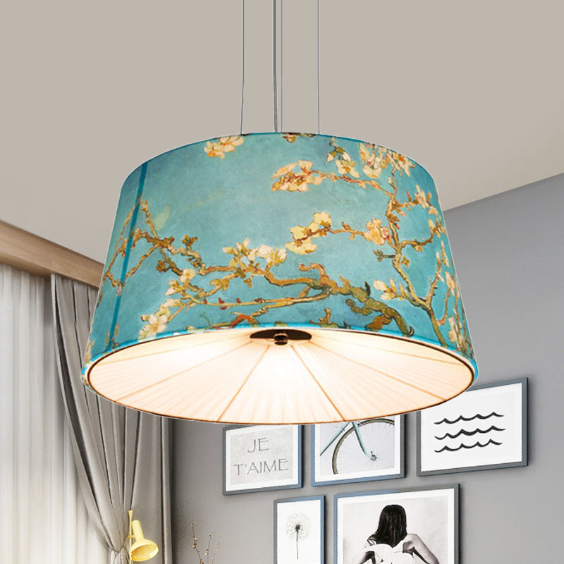 Fabric Drum Hanging Chandelier Nordic 4 Lights in Beige Blue White - Rebooters