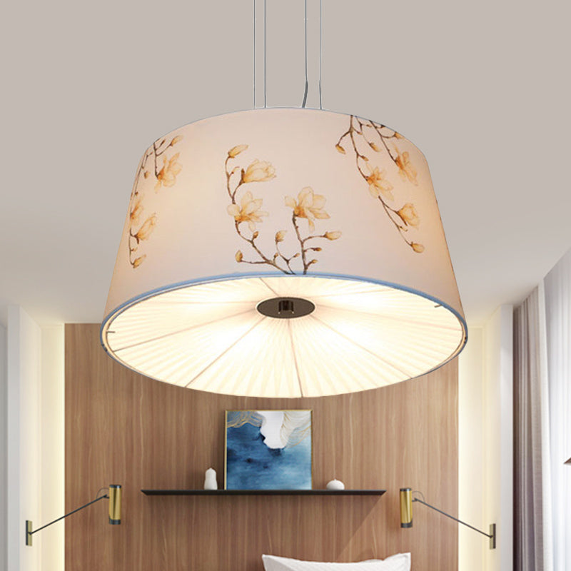 Fabric Drum Hanging Chandelier Nordic 4 Lights in Beige Blue White - Rebooters