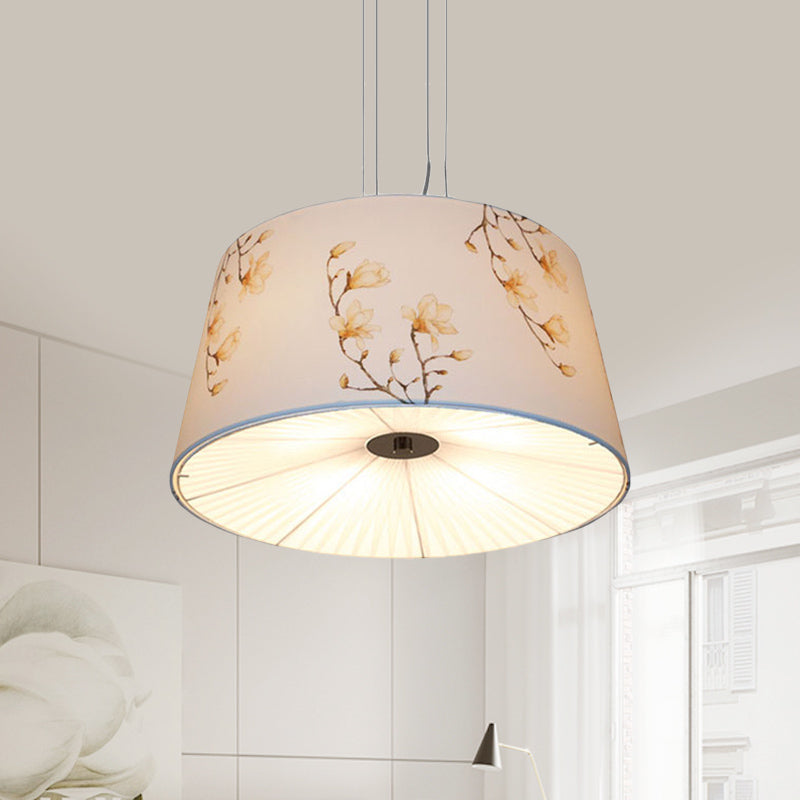 Fabric Drum Hanging Chandelier Nordic 4 Lights in Beige Blue White - Rebooters