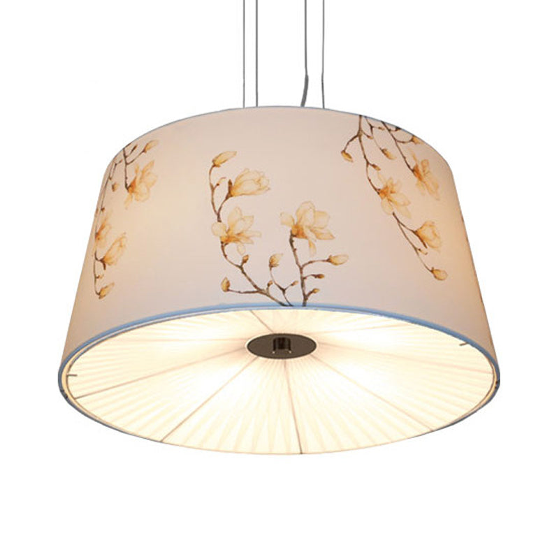 Fabric Drum Hanging Chandelier Nordic 4 Lights in Beige Blue White - Rebooters