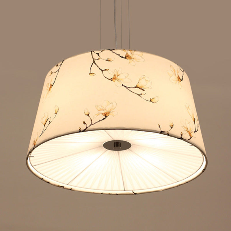 Fabric Drum Hanging Chandelier Nordic 4 Lights in Beige Blue White - Rebooters
