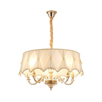 4-Light Fabric Hanging Chandelier Nordic White Drum Pendant Light - Rebooters