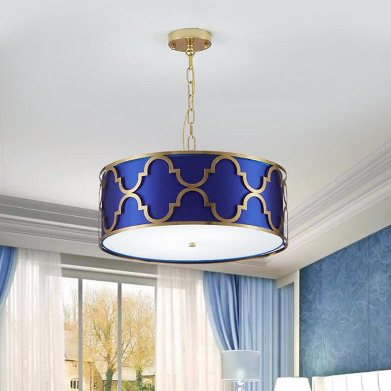 3 Lights Chandelier Light with Drum Shade Fabric Nordic Dining Room Ceiling Lamp 16 to 23.5 Inches Wide - Rebooters