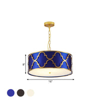 3 Lights Chandelier Light with Drum Shade Fabric Nordic Dining Room Ceiling Lamp 16 to 23.5 Inches Wide - Rebooters