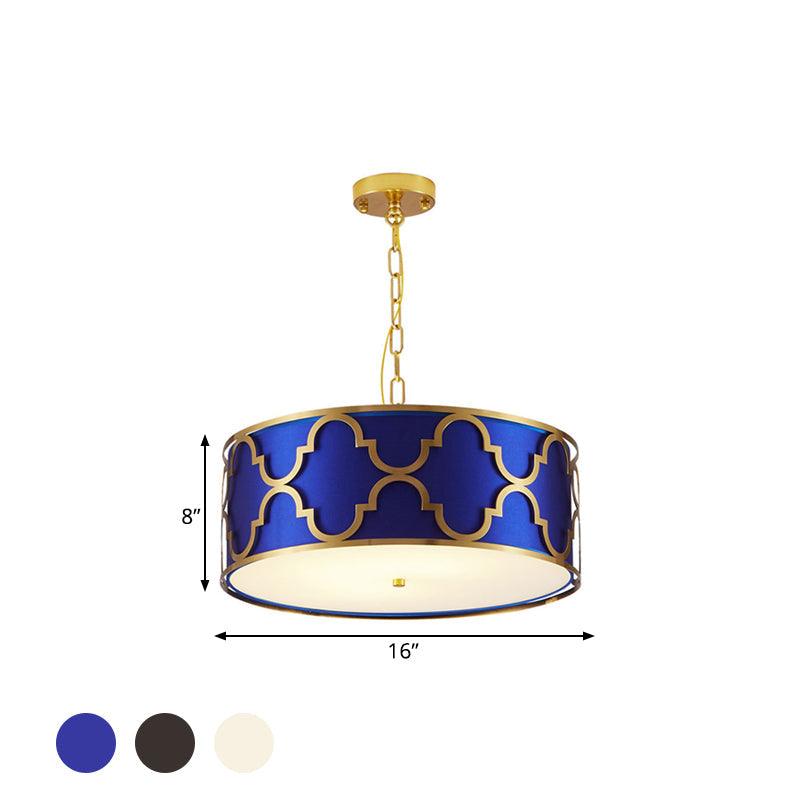 3 Lights Chandelier Light with Drum Shade Fabric Nordic Dining Room Ceiling Lamp 16 to 23.5 Inches Wide - Rebooters
