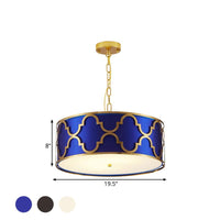 3 Lights Chandelier Light with Drum Shade Fabric Nordic Dining Room Ceiling Lamp 16 to 23.5 Inches Wide - Rebooters