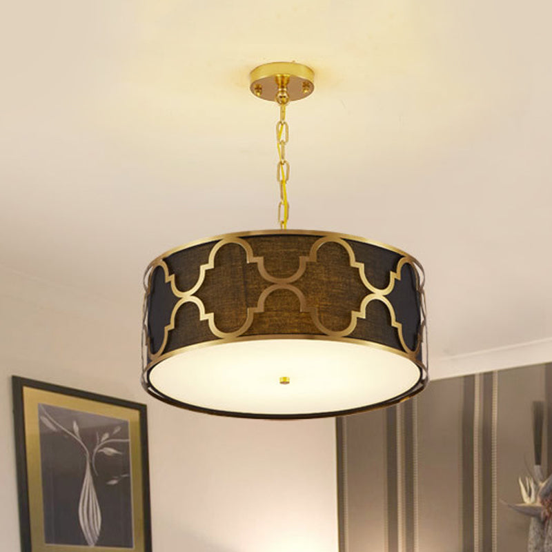 3 Lights Chandelier Light with Drum Shade Fabric Nordic Dining Room Ceiling Lamp 16 to 23.5 Inches Wide - Rebooters