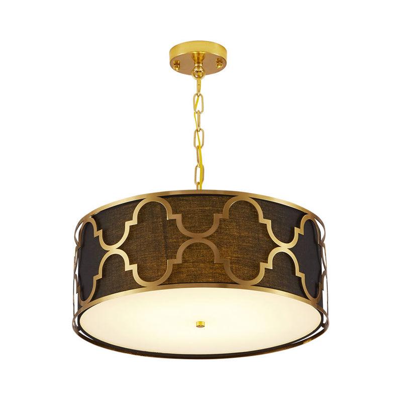 3 Lights Chandelier Light with Drum Shade Fabric Nordic Dining Room Ceiling Lamp 16 to 23.5 Inches Wide - Rebooters