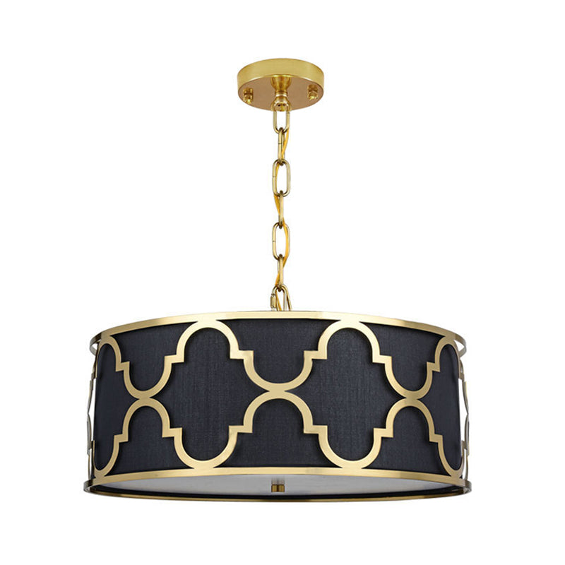 3 Lights Chandelier Light with Drum Shade Fabric Nordic Dining Room Ceiling Lamp 16 to 23.5 Inches Wide - Rebooters