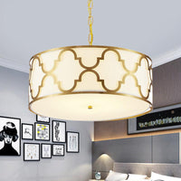 3 Lights Chandelier Light with Drum Shade Fabric Nordic Dining Room Ceiling Lamp 16 to 23.5 Inches Wide - Rebooters