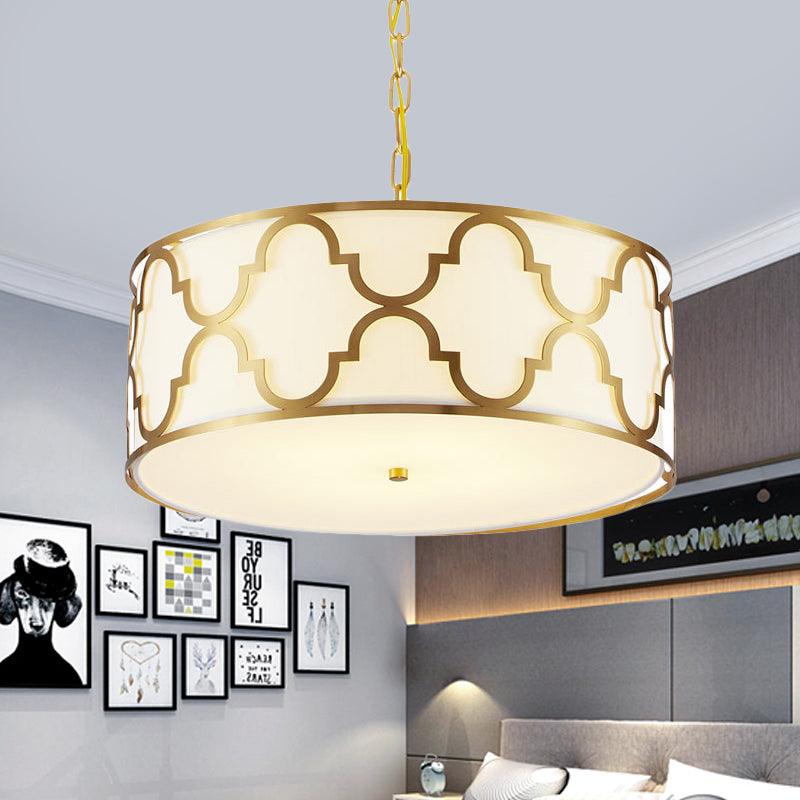 3 Lights Chandelier Light with Drum Shade Fabric Nordic Dining Room Ceiling Lamp 16 to 23.5 Inches Wide - Rebooters