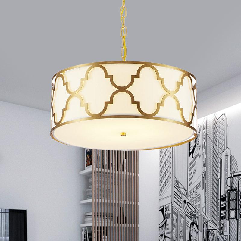 3 Lights Chandelier Light with Drum Shade Fabric Nordic Dining Room Ceiling Lamp 16 to 23.5 Inches Wide - Rebooters
