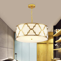 3 Lights Chandelier Light with Drum Shade Fabric Nordic Dining Room Ceiling Lamp 16 to 23.5 Inches Wide - Rebooters