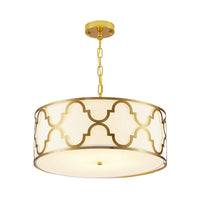 3 Lights Chandelier Light with Drum Shade Fabric Nordic Dining Room Ceiling Lamp 16 to 23.5 Inches Wide - Rebooters