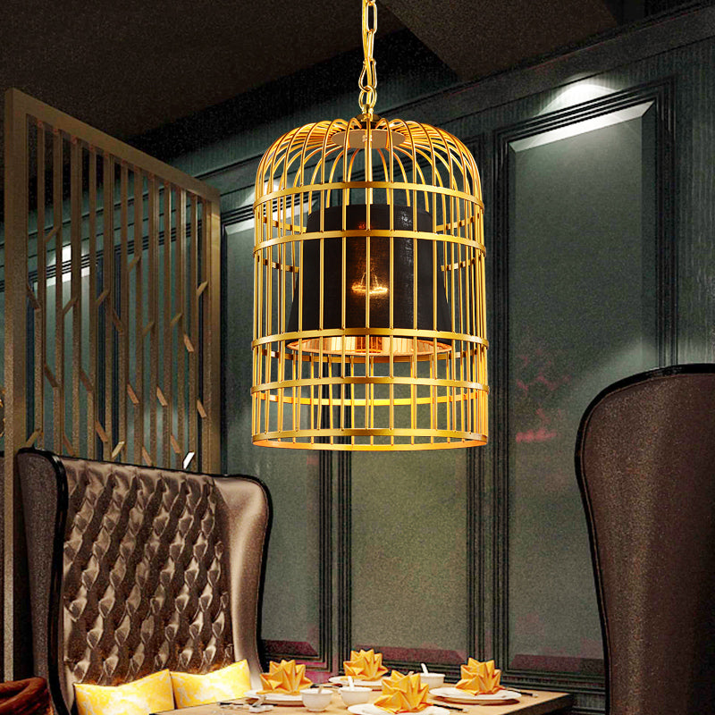 Black/White Bird Cage Ceiling Light Minimalistic Metal Pendant - Rebooters