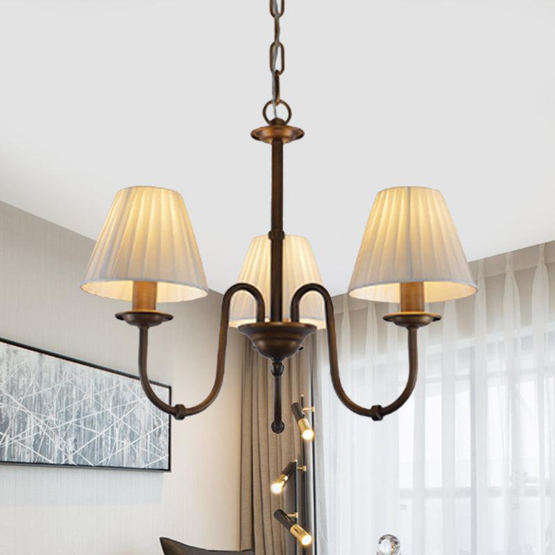 White 3/6 Lights Chandelier Light Fixture Traditional Fabric Pendant Lamp - Rebooters