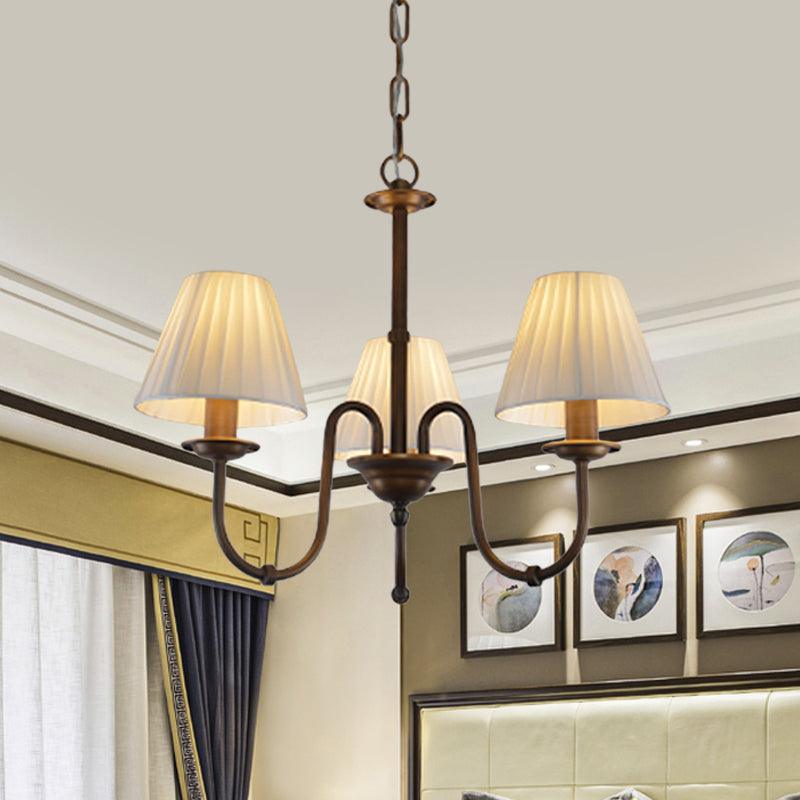 White 3/6 Lights Chandelier Light Fixture Traditional Fabric Pendant Lamp - Rebooters