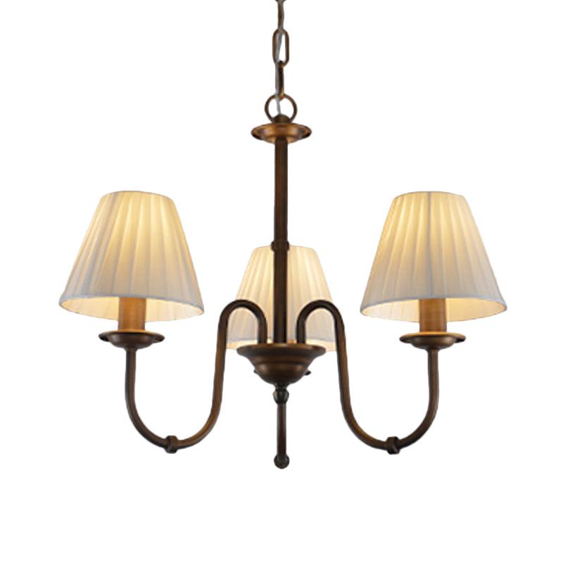 White 3/6 Lights Chandelier Light Fixture Traditional Fabric Pendant Lamp - Rebooters