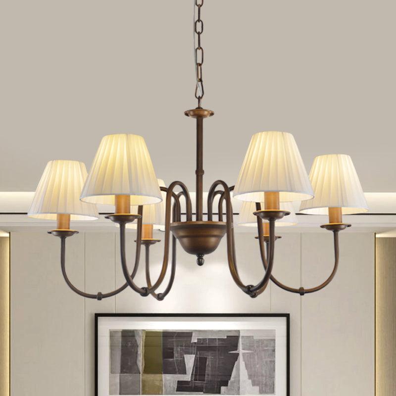 White 3/6 Lights Chandelier Light Fixture Traditional Fabric Pendant Lamp - Rebooters