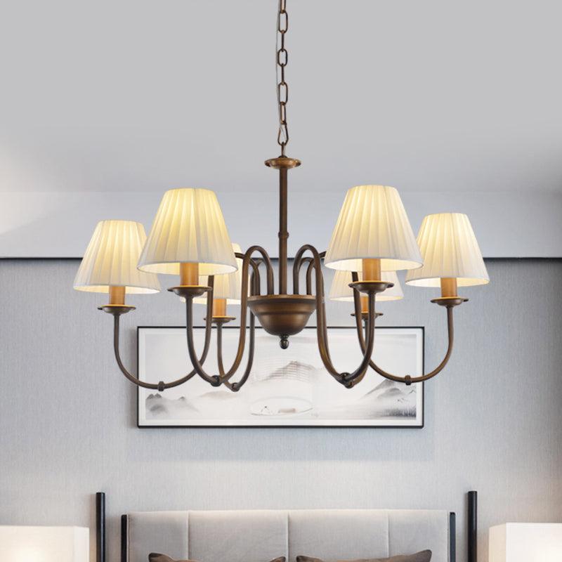 White 3/6 Lights Chandelier Light Fixture Traditional Fabric Pendant Lamp - Rebooters
