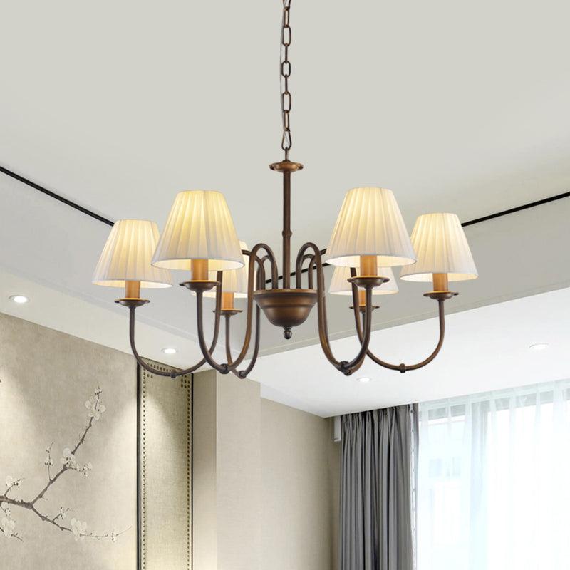 White 3/6 Lights Chandelier Light Fixture Traditional Fabric Pendant Lamp - Rebooters