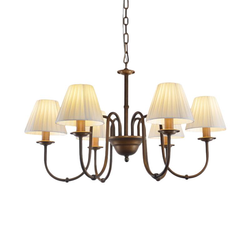 White 3/6 Lights Chandelier Light Fixture Traditional Fabric Pendant Lamp - Rebooters