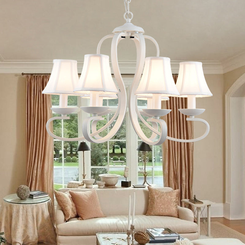 3/6/8 Lights Fabric Hanging Chandelier Traditional White Fixture - Rebooters
