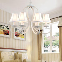 3/6/8 Lights Fabric Hanging Chandelier Traditional White Fixture - Rebooters
