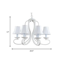 3/6/8 Lights Fabric Hanging Chandelier Traditional White Fixture - Rebooters